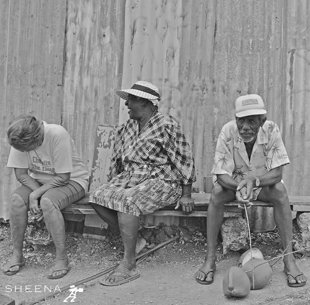 Only Joking.jpg - Louise Yearwood and neighbours share a joke